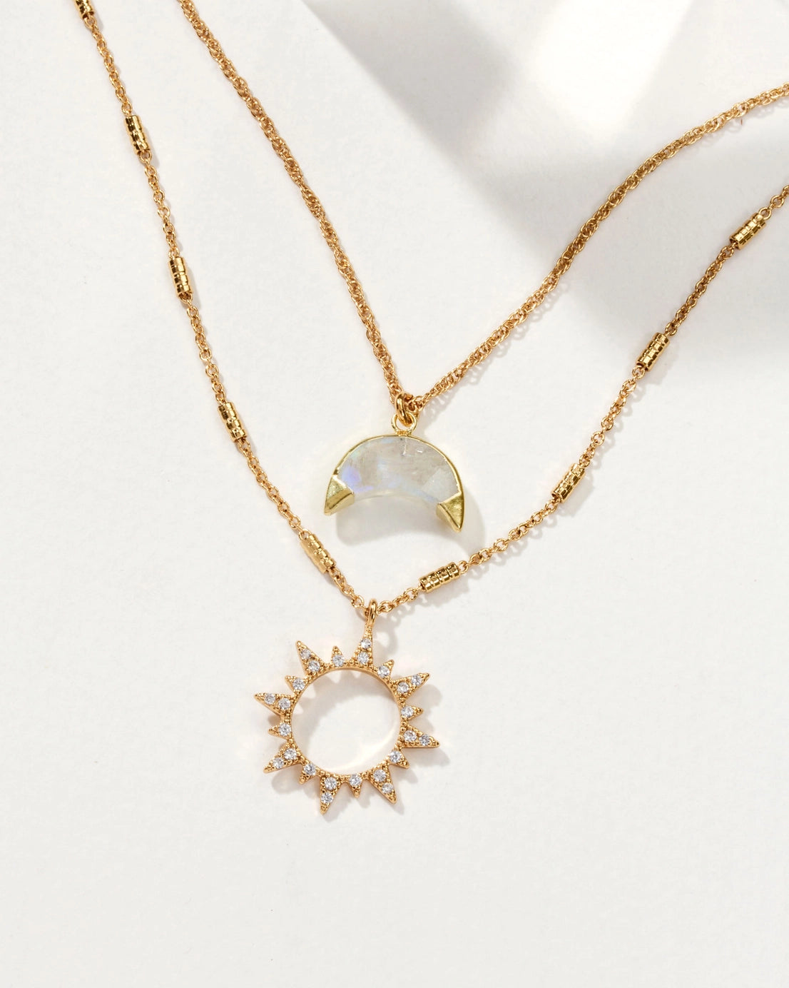 Crescent and Sun Necklace